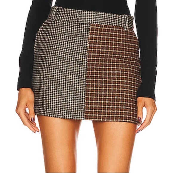 Rails Dresses & Skirts - RAILS Mixed Plaid Mini Skirt Houndstooth Wool Blend Brown Black Size Small